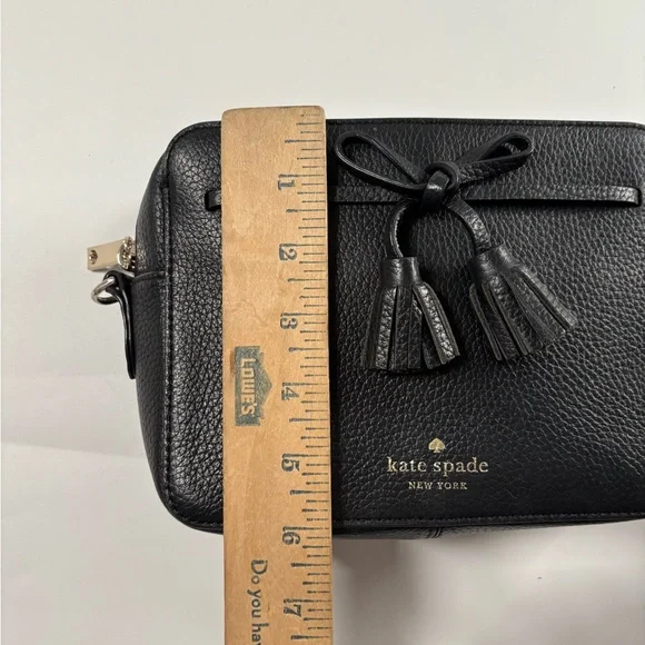 Kate Spade New York Hayes Street Black Tassel Crossbody Bag Leather Minimalist - Picture 11 of 13
